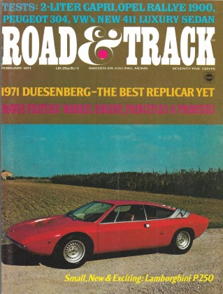 ROAD & TRACK 1971 FEB - BLUE FLAME--622mph, VW 411